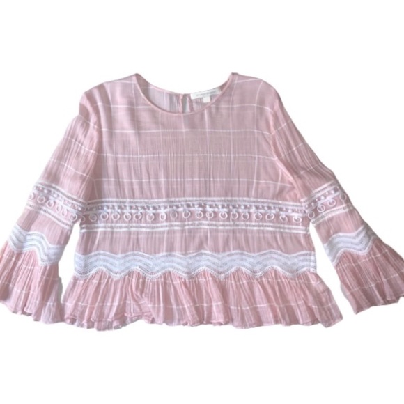 Jonathan Simkhai Embroidered Grid Trumpet Top Pink - Picture 2 of 13